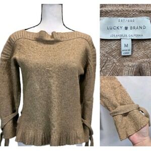 Lucky Brand Sweater Size M Wool Cashmere Quiet Luxury Cozy Boho Equestrian 3137